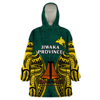 Papua New Guinea Wearable Blanket Hoodie Jiwaka Province Mix Coat Of Arms Polynesian Art - Wonder Print Shop