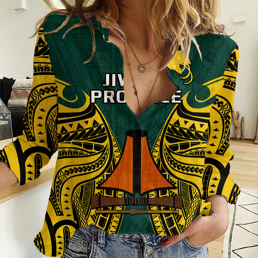 Papua New Guinea Women Casual Shirt Jiwaka Province Mix Coat Of Arms Polynesian Art - Wonder Print Shop