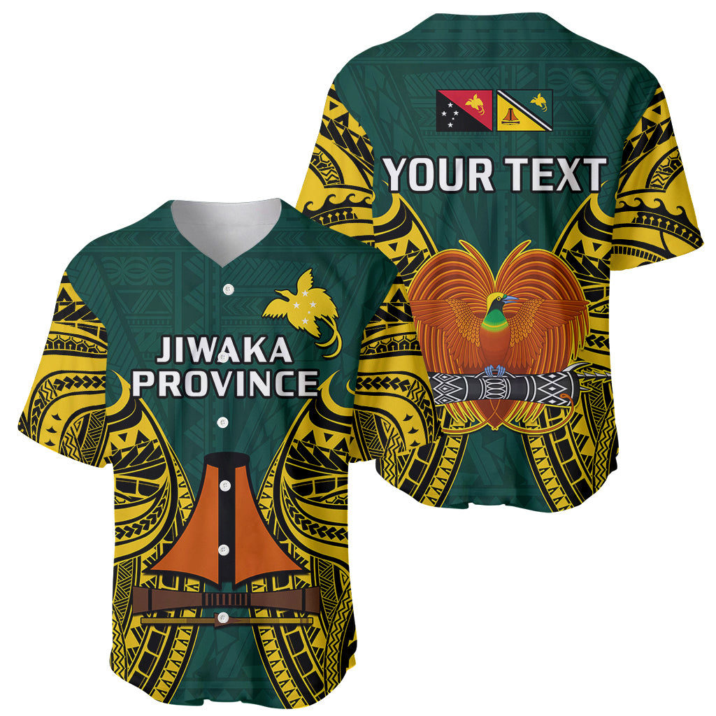 (Custom Personalised) Papua New Guinea Baseball Jersey Jiwaka Province Mix Coat Of Arms Polynesian Art - Wonder Print Shop