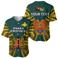 (Custom Personalised) Papua New Guinea Baseball Jersey Jiwaka Province Mix Coat Of Arms Polynesian Art - Wonder Print Shop