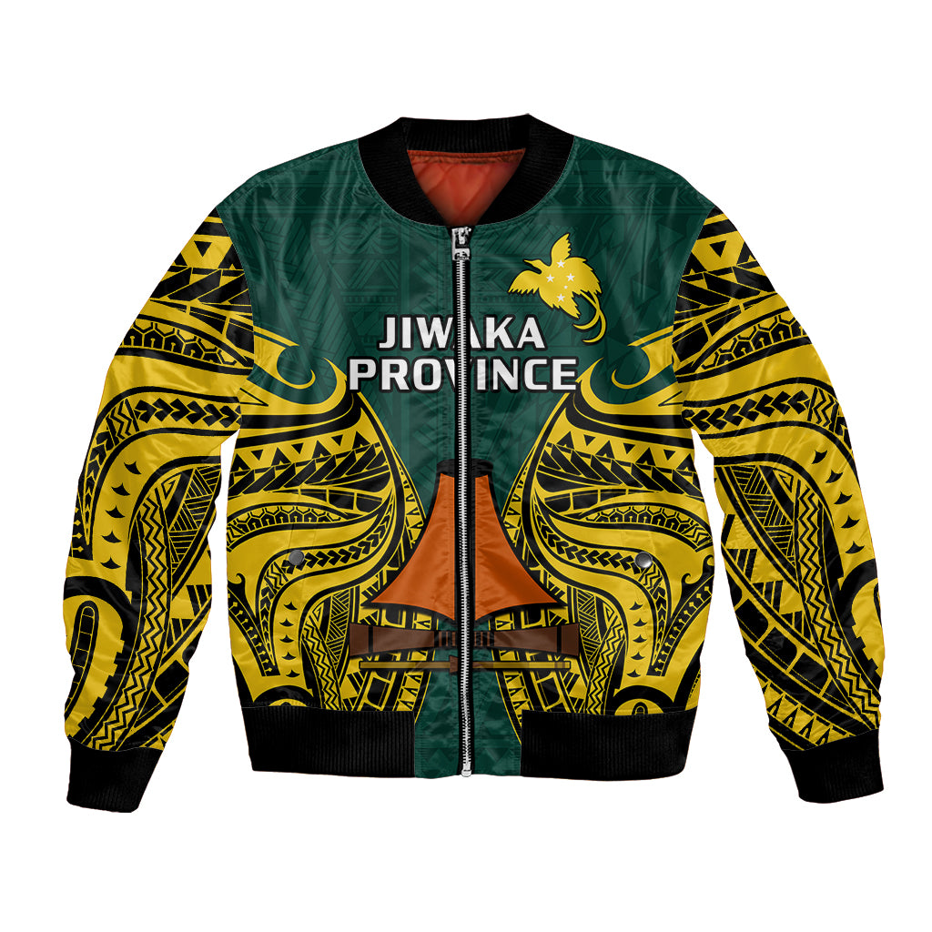 (Custom Personalised) Papua New Guinea Bomber Jacket Jiwaka Province Mix Coat Of Arms Polynesian Art - Wonder Print Shop