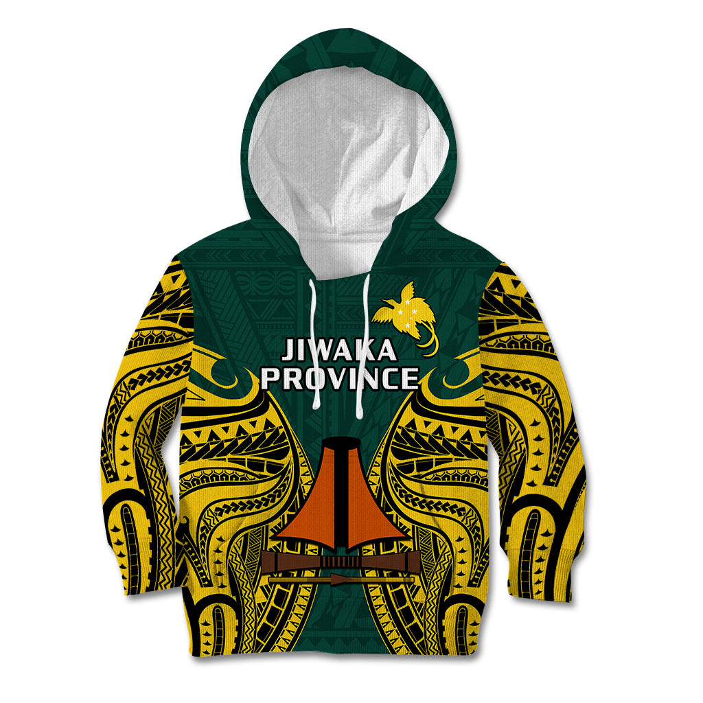 (Custom Personalised) Papua New Guinea Kid Hoodie Jiwaka Province Mix Coat Of Arms Polynesian Art - Wonder Print Shop
