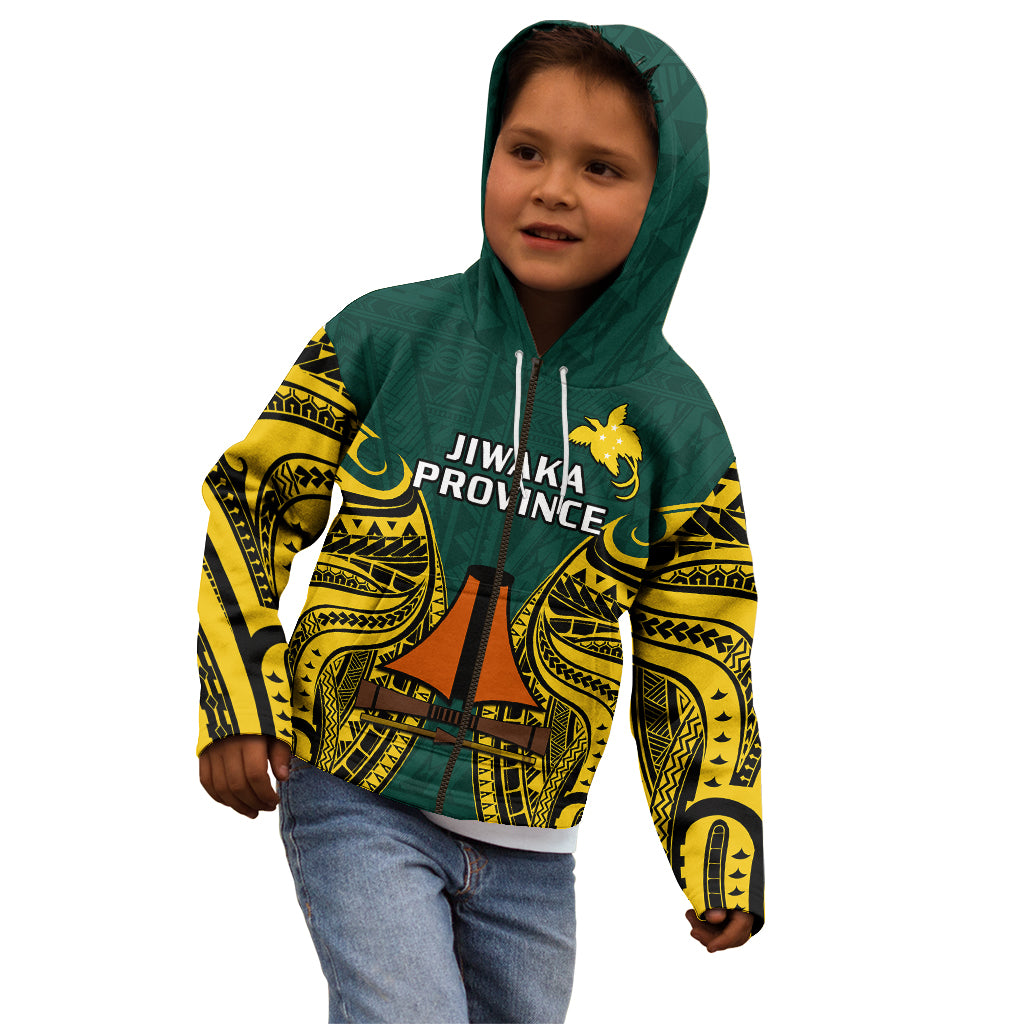 (Custom Personalised) Papua New Guinea Kid Hoodie Jiwaka Province Mix Coat Of Arms Polynesian Art - Wonder Print Shop