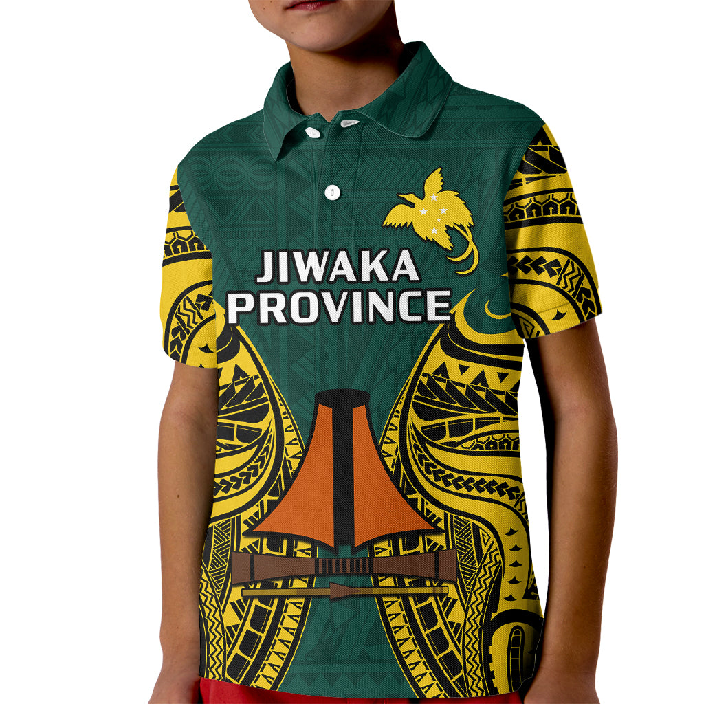 Custom Papua New Guinea Polo Shirt for Kid Jiwaka Province Mix Coat Of Arms Polynesian Art - Wonder Print Shop