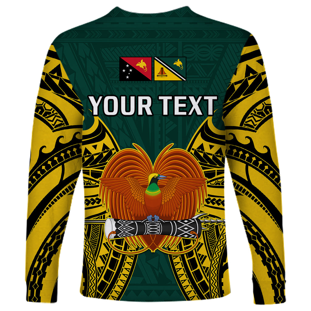 (Custom Personalised) Papua New Guinea Long Sleeve Shirt Jiwaka Province Mix Coat Of Arms Polynesian Art - Wonder Print Shop
