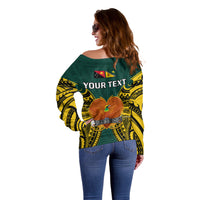 (Custom Personalised) Papua New Guinea Off Shoulder Sweater Jiwaka Province Mix Coat Of Arms Polynesian Art - Wonder Print Shop