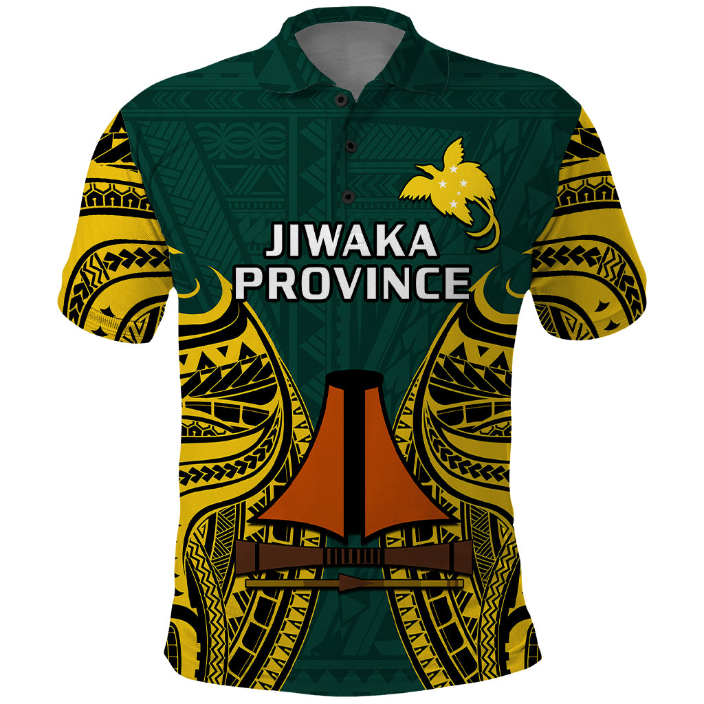 Custom Papua New Guinea Polo Shirt Jiwaka Province Mix Coat Of Arms Polynesian Art - Wonder Print Shop