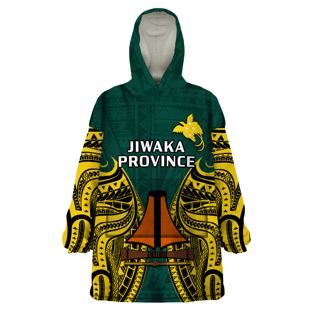 (Custom Personalised) Papua New Guinea Wearable Blanket Hoodie Jiwaka Province Mix Coat Of Arms Polynesian Art - Wonder Print Shop