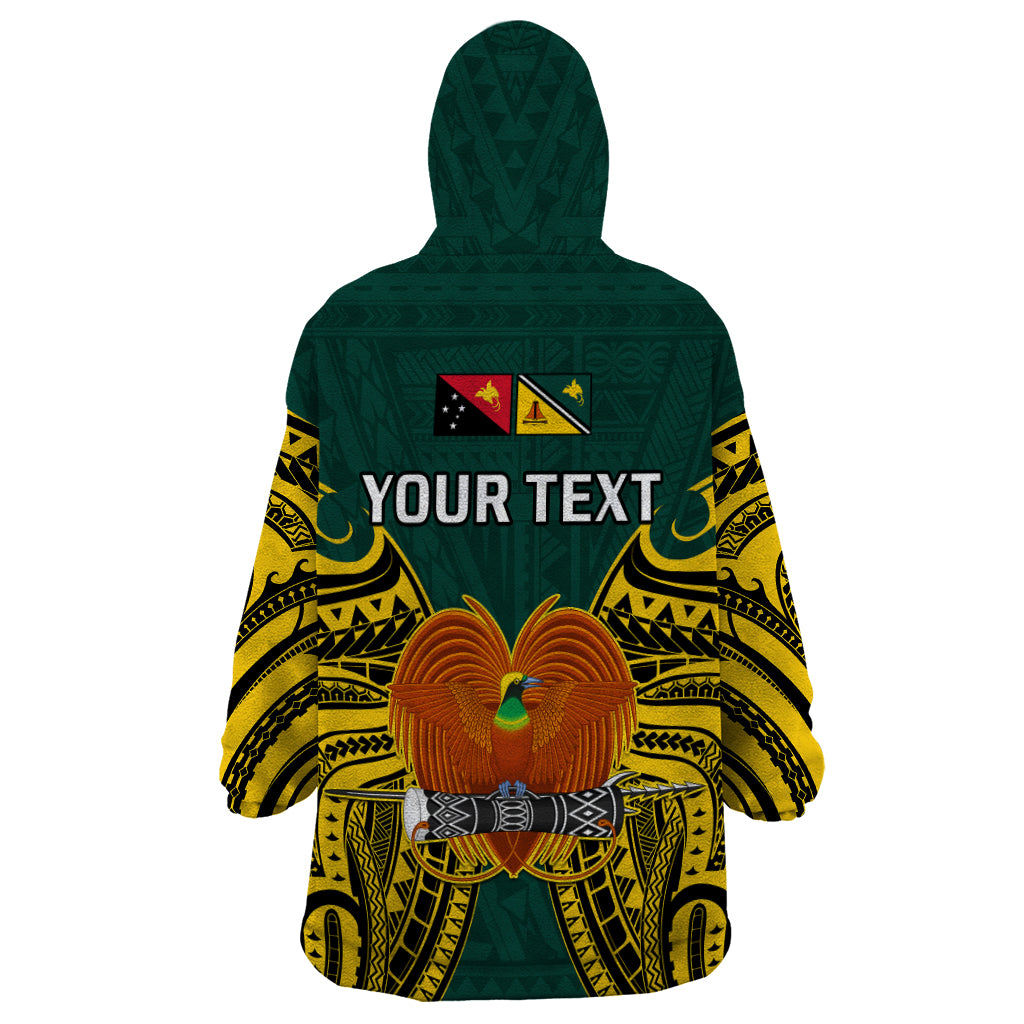 (Custom Personalised) Papua New Guinea Wearable Blanket Hoodie Jiwaka Province Mix Coat Of Arms Polynesian Art - Wonder Print Shop
