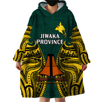 (Custom Personalised) Papua New Guinea Wearable Blanket Hoodie Jiwaka Province Mix Coat Of Arms Polynesian Art - Wonder Print Shop
