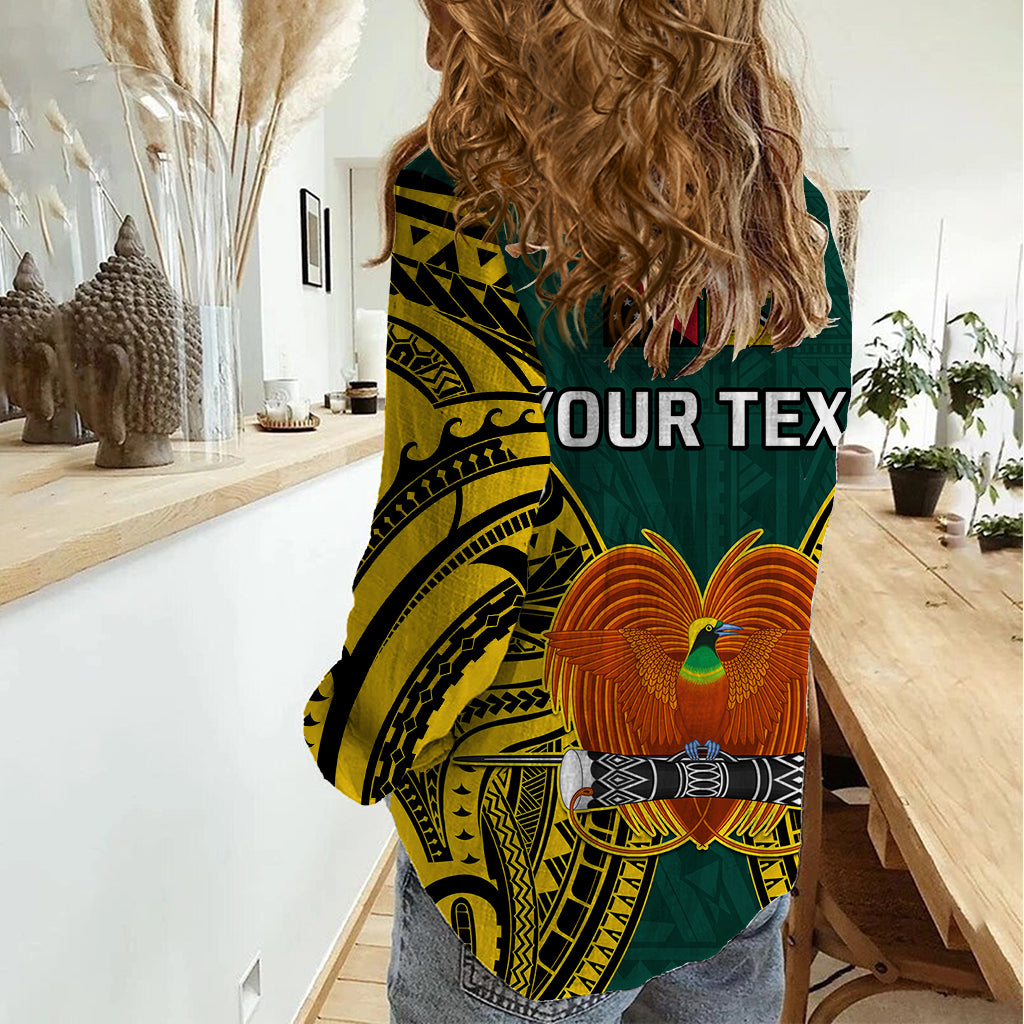 (Custom Personalised) Papua New Guinea Women Casual Shirt Jiwaka Province Mix Coat Of Arms Polynesian Art - Wonder Print Shop