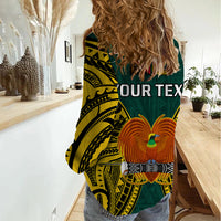 (Custom Personalised) Papua New Guinea Women Casual Shirt Jiwaka Province Mix Coat Of Arms Polynesian Art - Wonder Print Shop