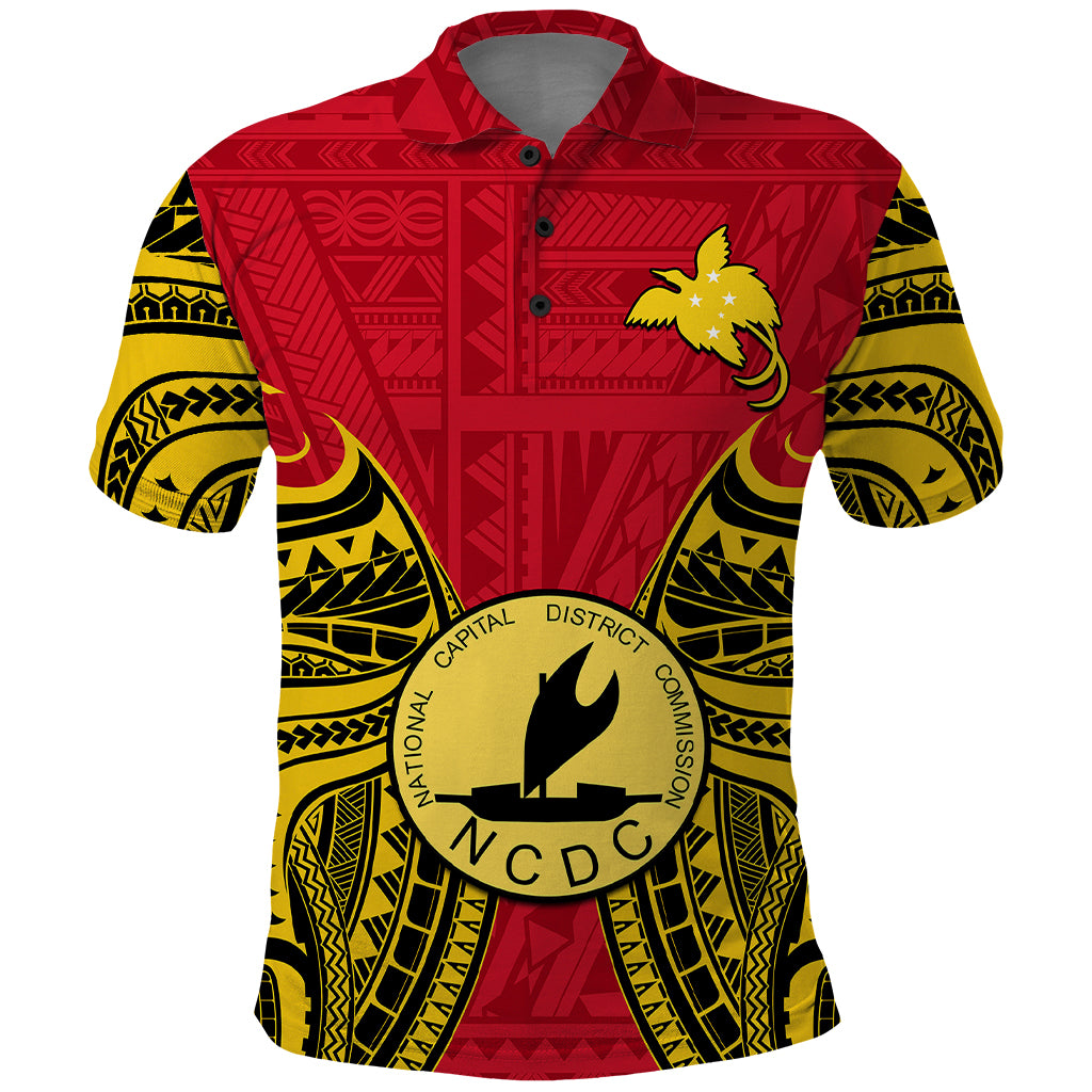 Papua New Guinea Polo Shirt National Capital District Mix Coat Of Arms Polynesian Art - Wonder Print Shop