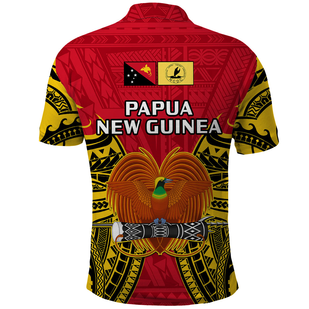 Papua New Guinea Polo Shirt National Capital District Mix Coat Of Arms Polynesian Art - Wonder Print Shop
