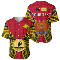 (Custom Personalised) Papua New Guinea Baseball Jersey National Capital District Mix Coat Of Arms Polynesian Art - Wonder Print Shop