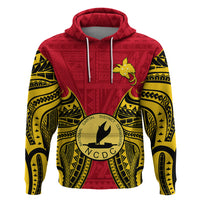 Custom Papua New Guinea Hoodie National Capital District Mix Coat Of Arms Polynesian Art - Wonder Print Shop