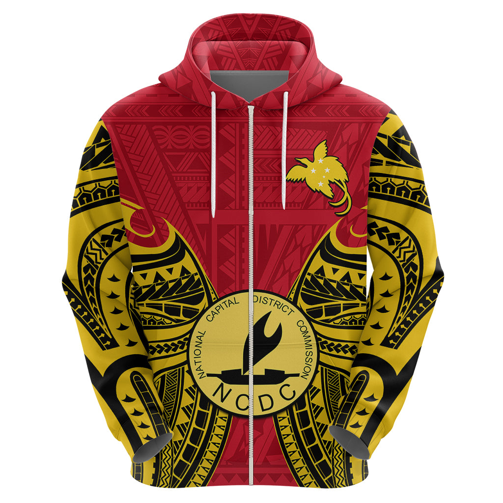 Custom Papua New Guinea Hoodie National Capital District Mix Coat Of Arms Polynesian Art - Wonder Print Shop
