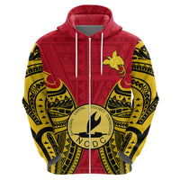Custom Papua New Guinea Hoodie National Capital District Mix Coat Of Arms Polynesian Art - Wonder Print Shop