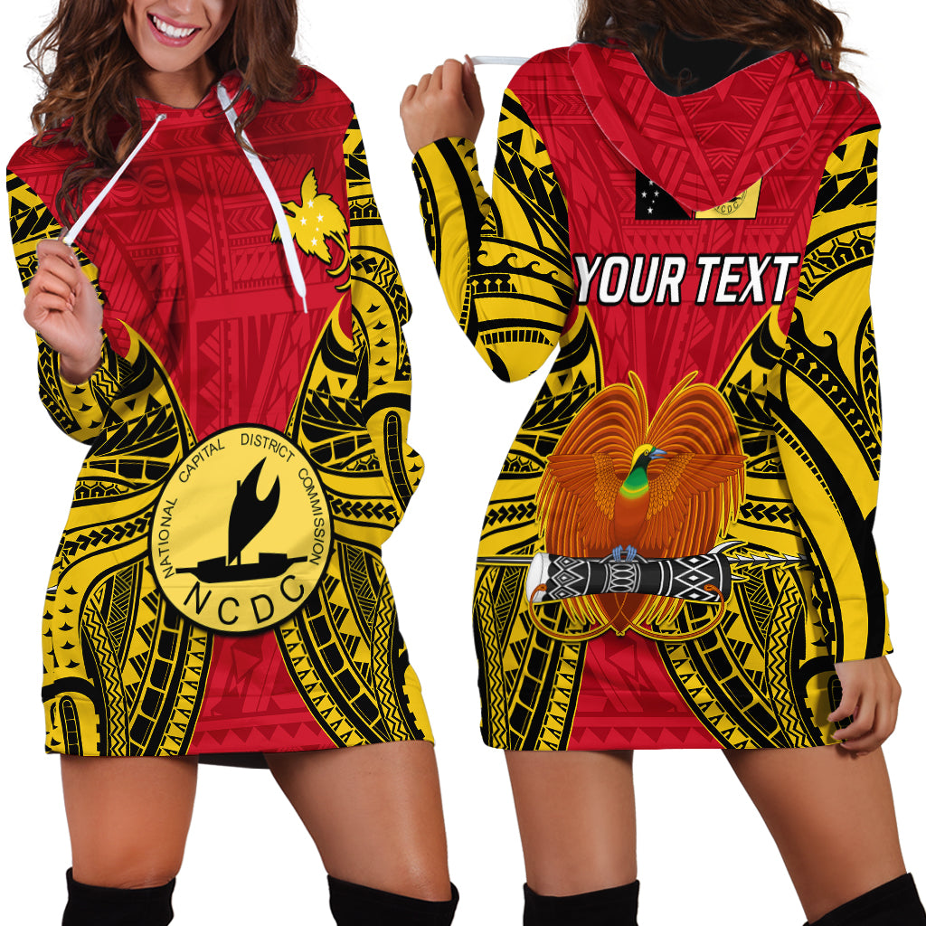 (Custom Personalised) Papua New Guinea Hoodie Dress National Capital District Mix Coat Of Arms Polynesian Art - Wonder Print Shop