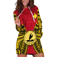 (Custom Personalised) Papua New Guinea Hoodie Dress National Capital District Mix Coat Of Arms Polynesian Art - Wonder Print Shop