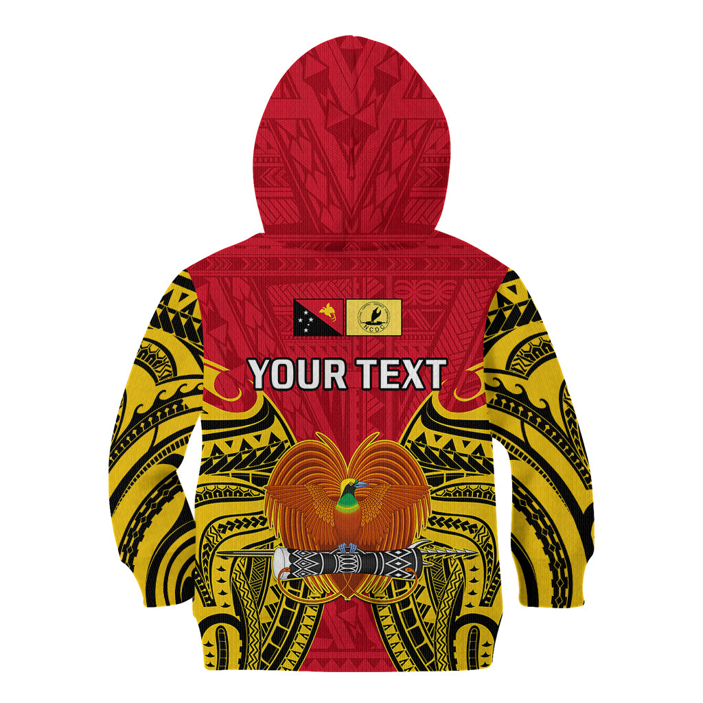 (Custom Personalised) Papua New Guinea Kid Hoodie National Capital District Mix Coat Of Arms Polynesian Art - Wonder Print Shop