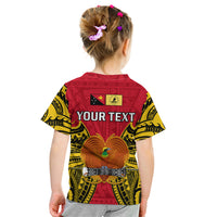 Kids red yellow graphic t-shirt back with eagle illustration and bold "YOUR TEXT"