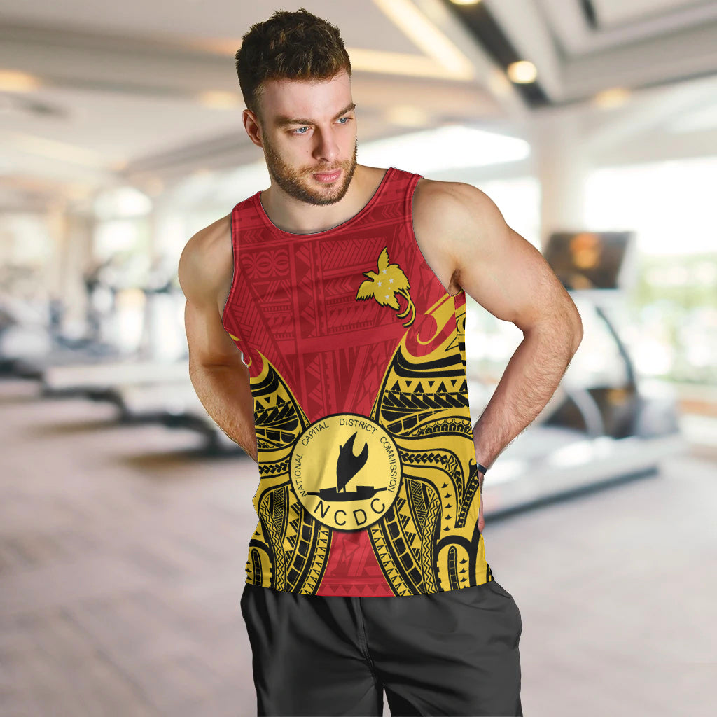 custom-personalised-papua-new-guinea-men-tank-top-national-capital-district-mix-coat-of-arms-polynesian-art