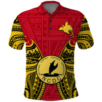 Custom Papua New Guinea Polo Shirt National Capital District Mix Coat Of Arms Polynesian Art - Wonder Print Shop