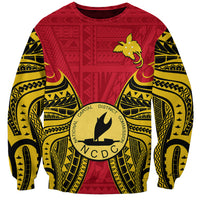 (Custom Personalised) Papua New Guinea Sweatshirt National Capital District Mix Coat Of Arms Polynesian Art - Wonder Print Shop