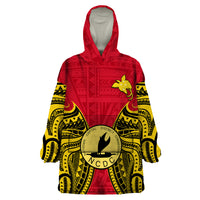 (Custom Personalised) Papua New Guinea Wearable Blanket Hoodie National Capital District Mix Coat Of Arms Polynesian Art - Wonder Print Shop