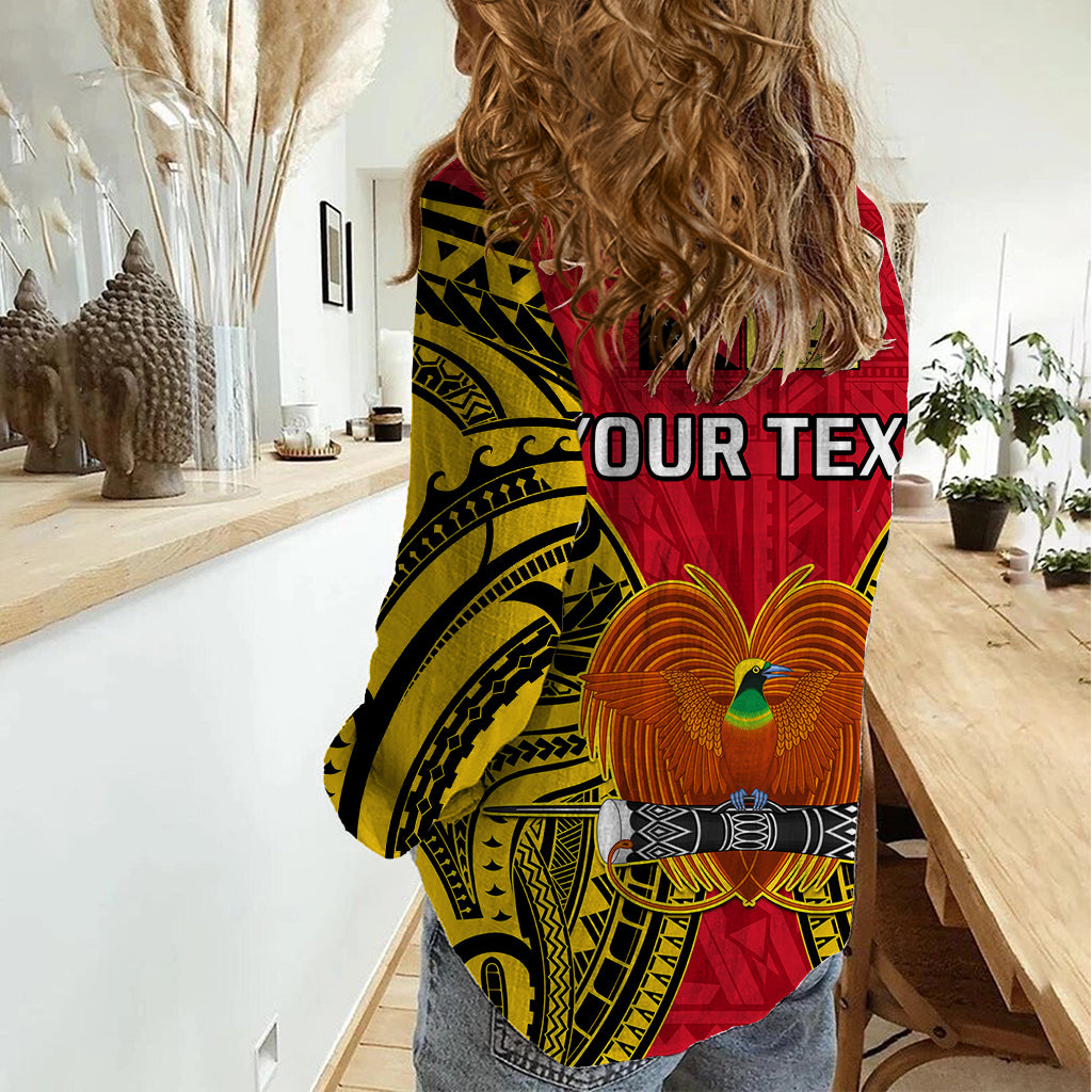 (Custom Personalised) Papua New Guinea Women Casual Shirt National Capital District Mix Coat Of Arms Polynesian Art - Wonder Print Shop