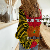 (Custom Personalised) Papua New Guinea Women Casual Shirt National Capital District Mix Coat Of Arms Polynesian Art - Wonder Print Shop