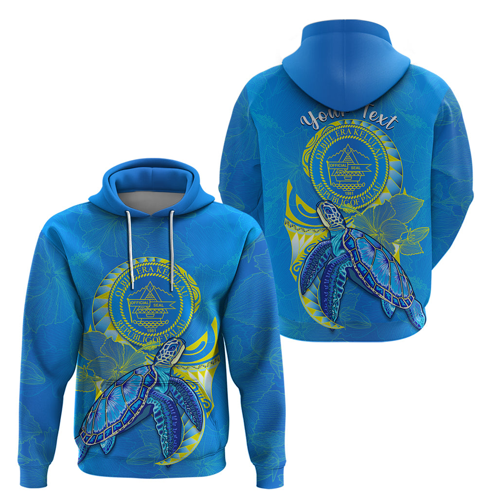 custom-personalised-palau-hoodie-hibiscus-turtle-mix-coat-of-arms-blue-version
