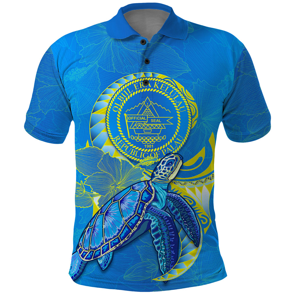 custom-personalised-palau-polo-shirt-hibiscus-turtle-mix-coat-of-arms-blue-version