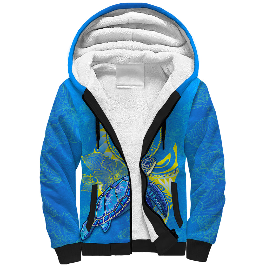 custom-personalised-palau-sherpa-hoodie-hibiscus-turtle-mix-coat-of-arms-blue-version