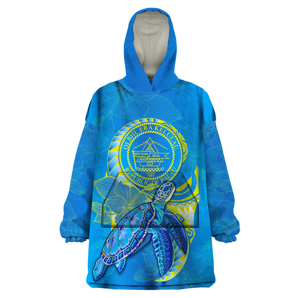 custom-personalised-palau-wearable-blanket-hoodie-hibiscus-turtle-mix-coat-of-arms-blue-version