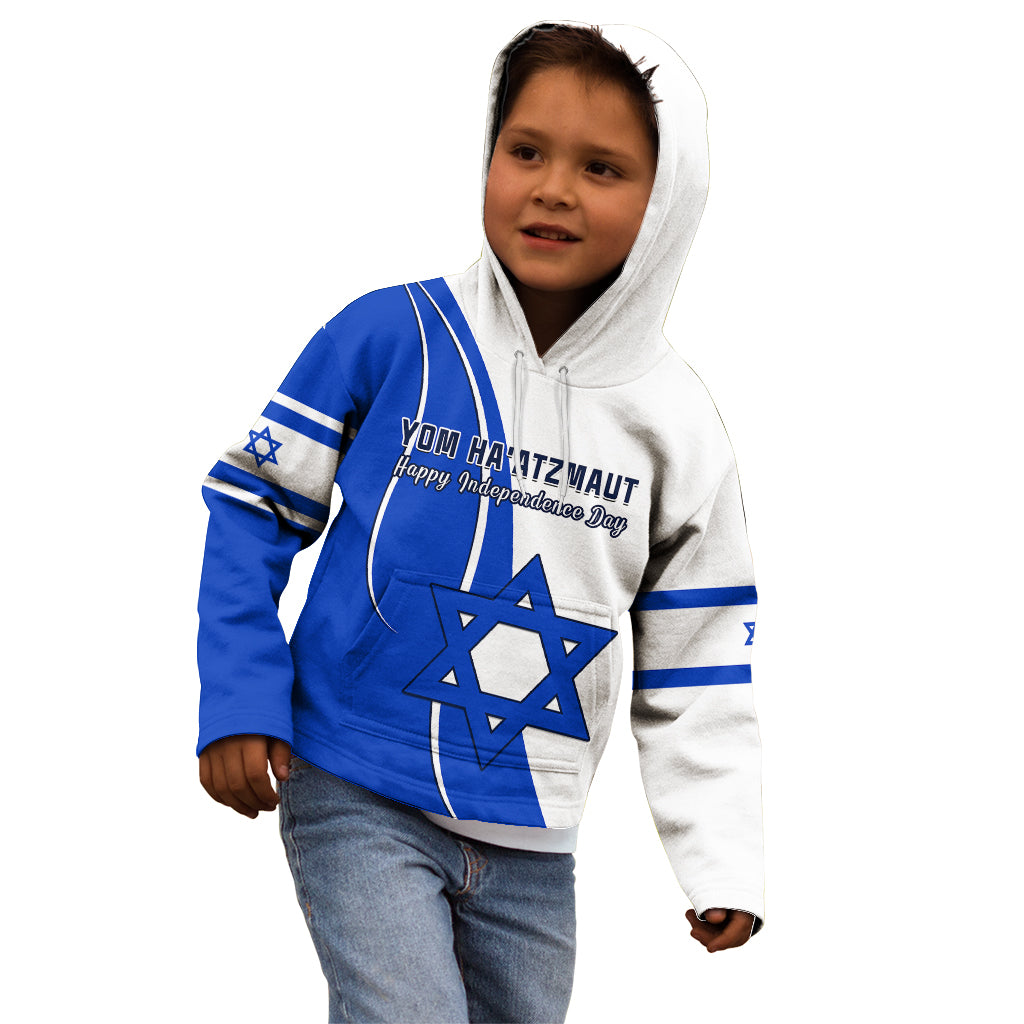 (Custom Personalised) Israel Independence Day Kid Hoodie Yom Haatzmaut Curvel Style - Wonder Print Shop