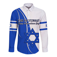 (Custom Personalised) Israel Independence Day Long Sleeve Button Shirt Yom Haatzmaut Curvel Style - Wonder Print Shop