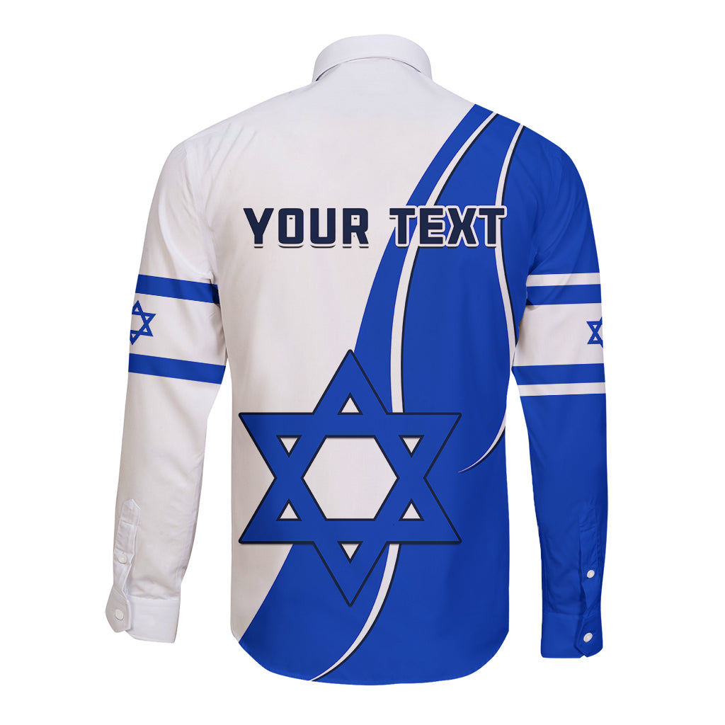 (Custom Personalised) Israel Independence Day Long Sleeve Button Shirt Yom Haatzmaut Curvel Style - Wonder Print Shop