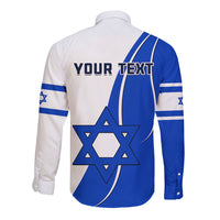 (Custom Personalised) Israel Independence Day Long Sleeve Button Shirt Yom Haatzmaut Curvel Style - Wonder Print Shop