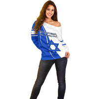 (Custom Personalised) Israel Independence Day Off Shoulder Sweater Yom Haatzmaut Curvel Style - Wonder Print Shop