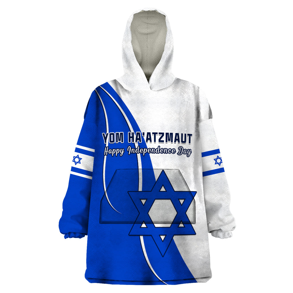 (Custom Personalised) Israel Independence Day Wearable Blanket Hoodie Yom Haatzmaut Curvel Style - Wonder Print Shop