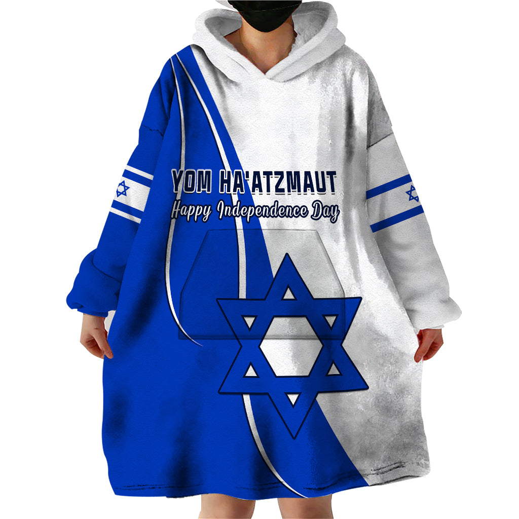 (Custom Personalised) Israel Independence Day Wearable Blanket Hoodie Yom Haatzmaut Curvel Style - Wonder Print Shop