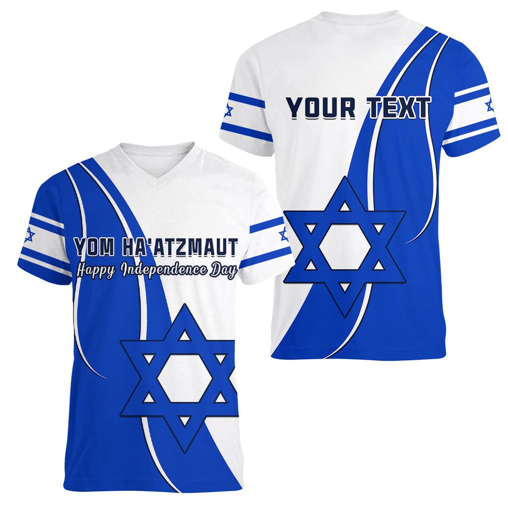 custom-personalised-israel-independence-day-women-v-neck-t-shirt-yom-haatzmaut-curvel-style