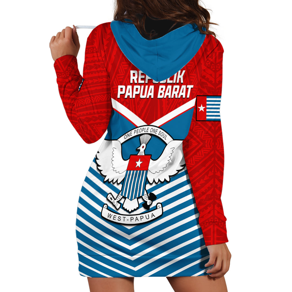 West Papua Hoodie Dress Coat Of Arms And Morning Star Flag - Wonder Print Shop