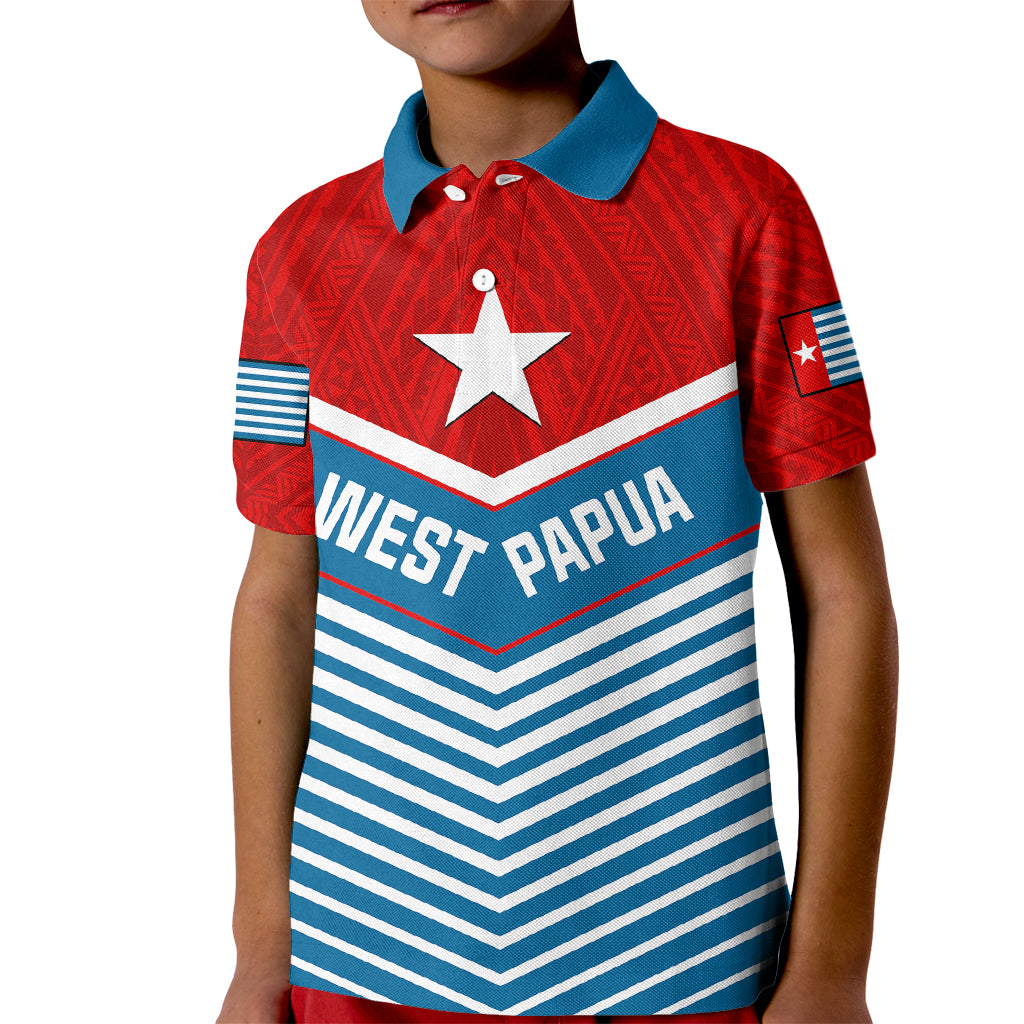 West Papua Polo Shirt for Kid Coat Of Arms And Morning Star Flag - Wonder Print Shop