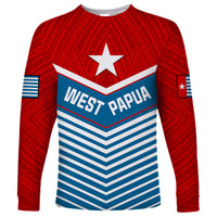 West Papua Long Sleeve Shirt Coat Of Arms And Morning Star Flag - Wonder Print Shop
