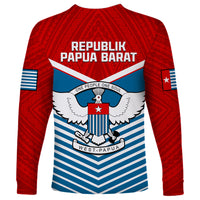 West Papua Long Sleeve Shirt Coat Of Arms And Morning Star Flag - Wonder Print Shop