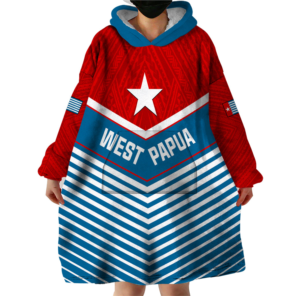 West Papua Wearable Blanket Hoodie Coat Of Arms And Morning Star Flag - Wonder Print Shop