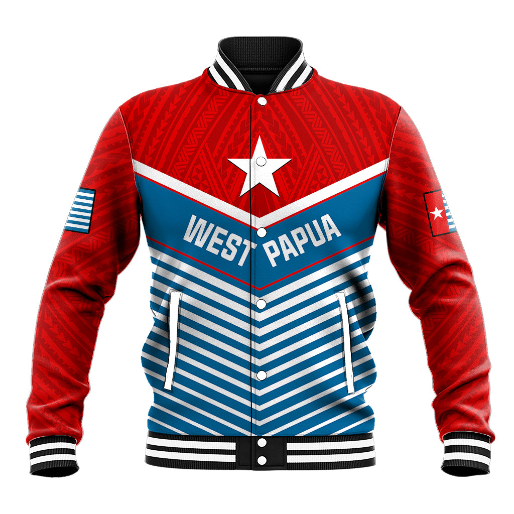 (Custom Personalised) West Papua Baseball Jacket Coat Of Arms And Morning Star Flag - Wonder Print Shop